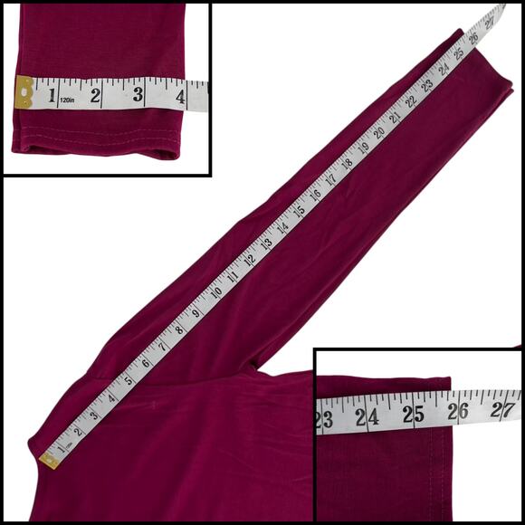 Crochet Accent Tunic Top Scoop Neck Asymmetrical Hem Long Sleeve Large Burgundy - Picture 11 of 11